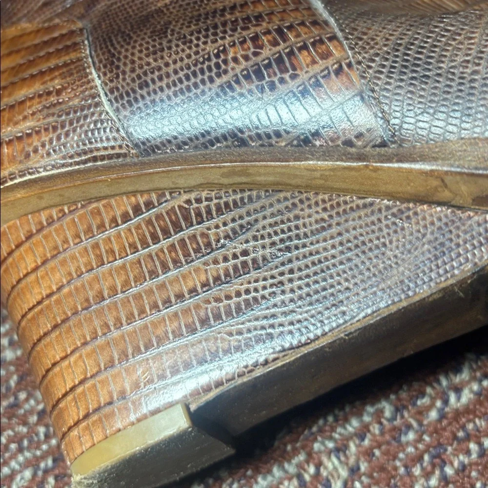 Maison Margiela boots embossed snakeskin Brown Textured Ankle Boots wedge bootie